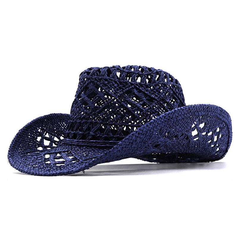 Wide Brim Western Cowboy Hat Sun Protection Jazz Hat Fashion Straw Cap Outdoor
