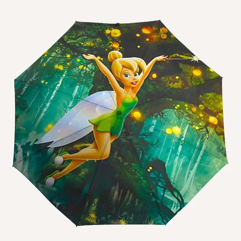 Tinkerbell Themed Automatic Opening and Closing Umbrella, Brightly Colored 8-rib Portable Umbrella, Suitable for Men and Women, A Perfect Gift for Chr
