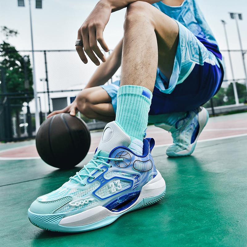 Новые светящиеся в темноте дышащие сетчатые баскетбольные кроссовки мужские настоящие боевые студенческие спортивные кроссовки с резиновой подошвой