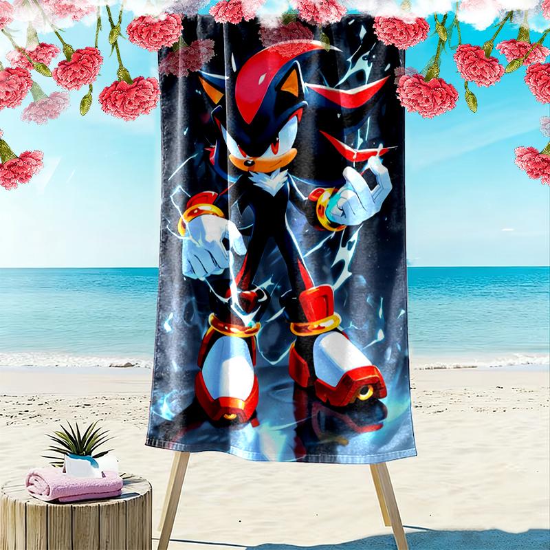 1pc SONIC Beach Towel Ideal Birthday Gift For Family, A Vibrant Beach Towel Suitable for Outdoor Activities
