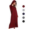 Womens Lightweight Hooded Robe Zip Up Bathrobes Full Length Long Sleeve Cotton Knit Soft Nightgown Kimono Zipper Housecoat Lounger Hoodie