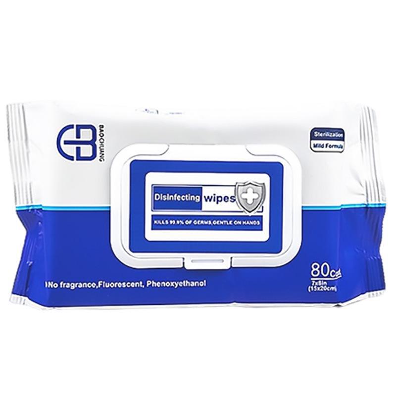 Дезинфицирующие салфетки без запаха - упаковка 80 шт., нетканые, одноразовые дорожные чистящие салфетки для использования на открытом воздухе