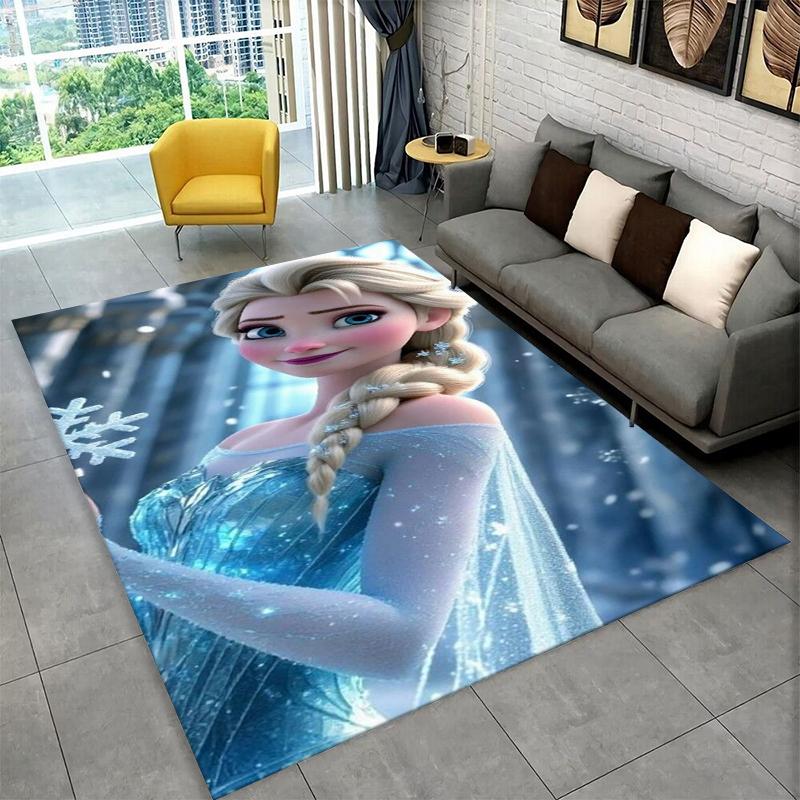 Cartoon Frozen Elsa Princess Girl Carpet Rug for Playroom Bedroom Living Room Sofa Home Decor,kid Area Rug Non-slip Floor Mat