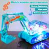 Clear Mechanical Gear Excavator Toy with Colorful LED Lights Music Movable Digging Arm Electric Construction Vehicle Toddlers Truck Toy