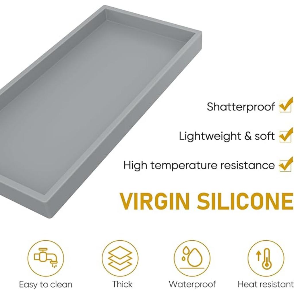 Гибкие подносы для ванной, поднос для столешницы и туалетного столика – Силиконовые подносы для дозатора мыла, держатель для средства для мытья посуды, органайзер для кухонной столешницы, органайзер для раковины