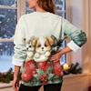 Women's Fashion Casual Long Sleeve Christmas Printed Round Neck Plus Velvet Thickened Sweatshirt