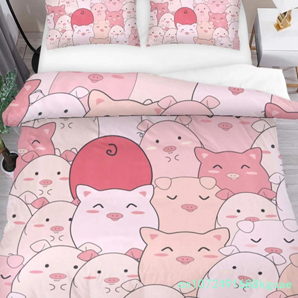 Мультяшный милый поросенок пододеяльник комплект постельного белья Kawaii Animal комплект постельного белья King Microfiber Farmhouse Wildlife Theme одеяло чехол наволочка