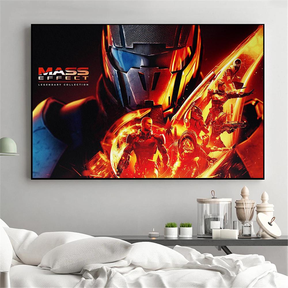 Горячий Экшен Шутер Mass Effect Постер Научная Фантастика Космические Принты Холст Живопись Настенное Искусство Картина Декор для Дома Гостиная