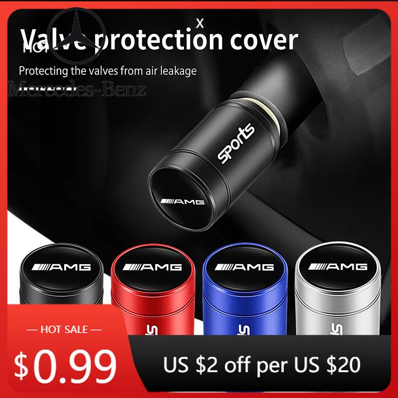 Автомобильная наклейка 2026 Новая Для аксессуаров автомобиля Benz 4 шт. Водонепроницаемый пылезащитный колпачок-заглушка для клапана шины Для Mercedes Benz AMG W203 W206 W22