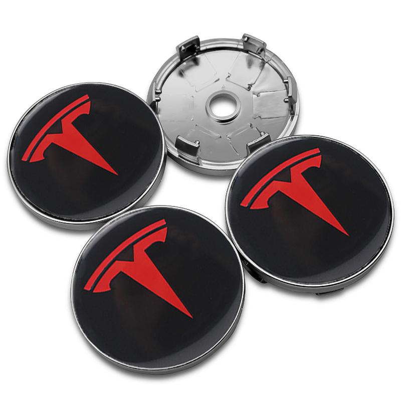 4Pcs 56mm/60mm Tesla Car Wheel Center Hub Cap For Model 3 Model Y Model X Model S Auto Rim Cover Decorate Stickers Accessories