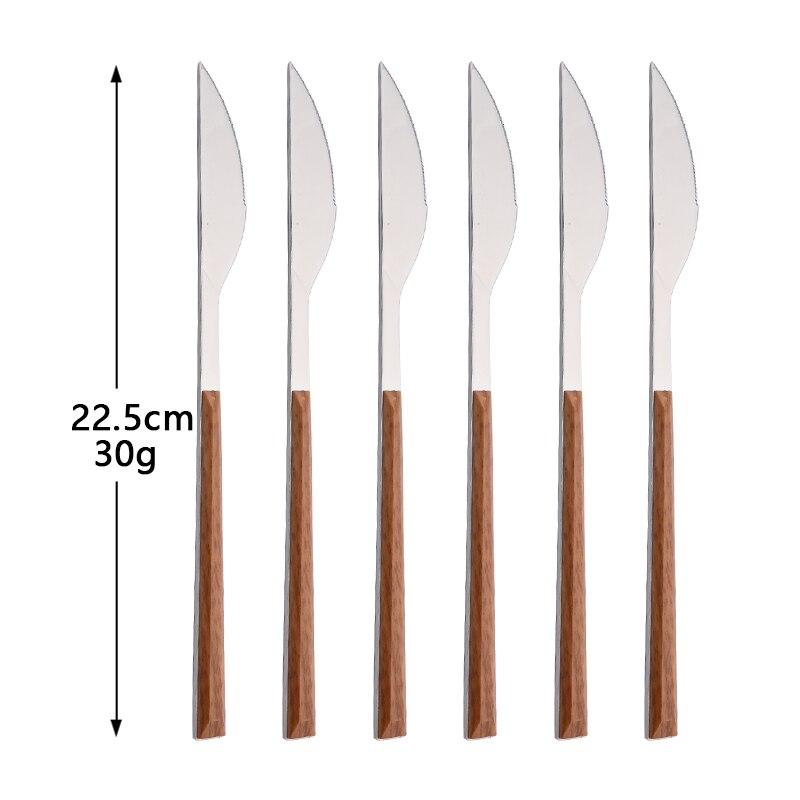 6pcs/30pcs Stainless Steel Dinnerware Cutlery Set Flatware Set with Imitation Wooden Handle Tableware Knife Fork Tea Spoon Eating Utensils