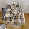 Korean Style Plaid Fleece Scarf Coldproof Winter Cashmere Shawl Elegant Curly Wool Scarf  Women