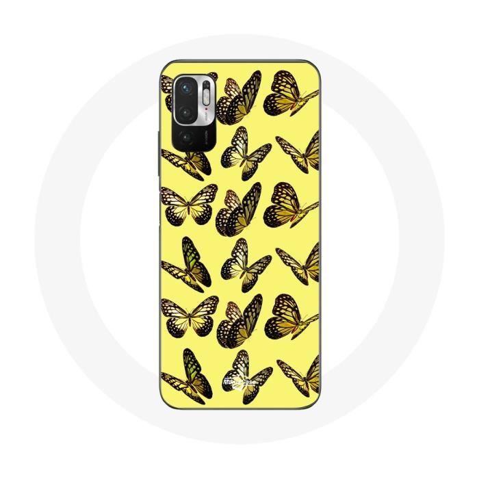 Coque - Xiaomi - Redmi Note 10 5G - Papillons - Jaune - Souple