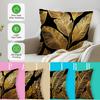 4 Pcs Golden Line Leaves Single-Sided Printed Pillowcase Cushion Cover,Suitable For Living Room,Bedroom,Car Decoration