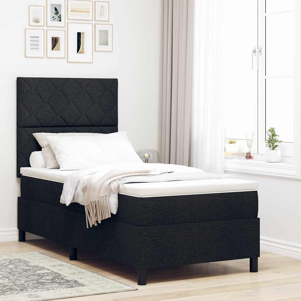 Boxspring Bed with Headboard Black 90 x 190 cm Fabric