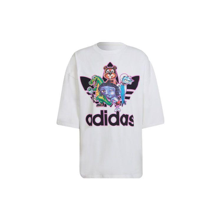 Adidas Originals Cartoon Print Loose Crew Neck Short Sleeve T-Shirt Men Tops White HB2964