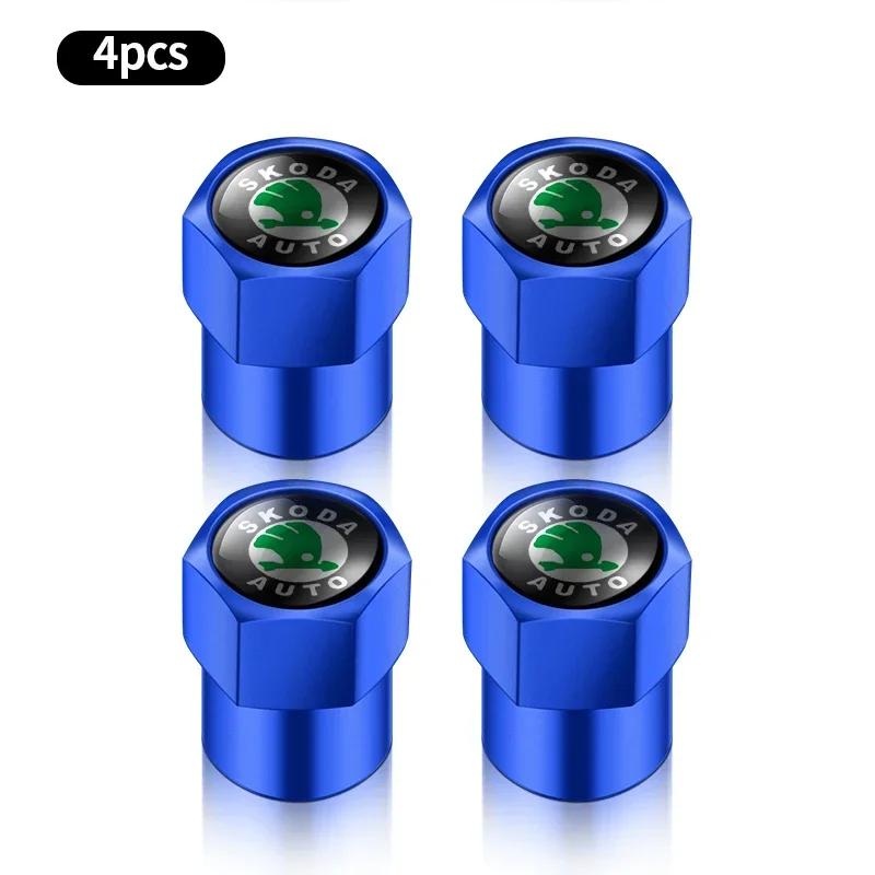 4pcs/set Car Styling Metal Wheel Tires Bolt-in Valve Caps Badge For Skoda VRS Octavia 2 3 Kamiq MK3 Kodiaq Karoq RS Superb  WL5