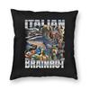 Italian Brainrot Square Pillowcase Polyester Linen Velvet Pattern Zip Decorative Room Cushion Cover