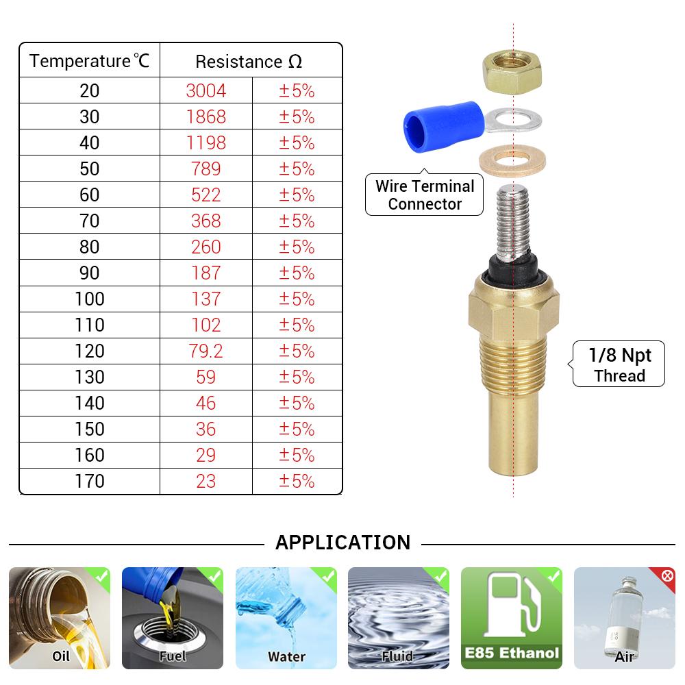 VR - 12В 1/8 NPT Датчик температуры масла гоночного автомобиля Датчик температуры воды Датчик температуры воды Приборный датчик VR-TSU01