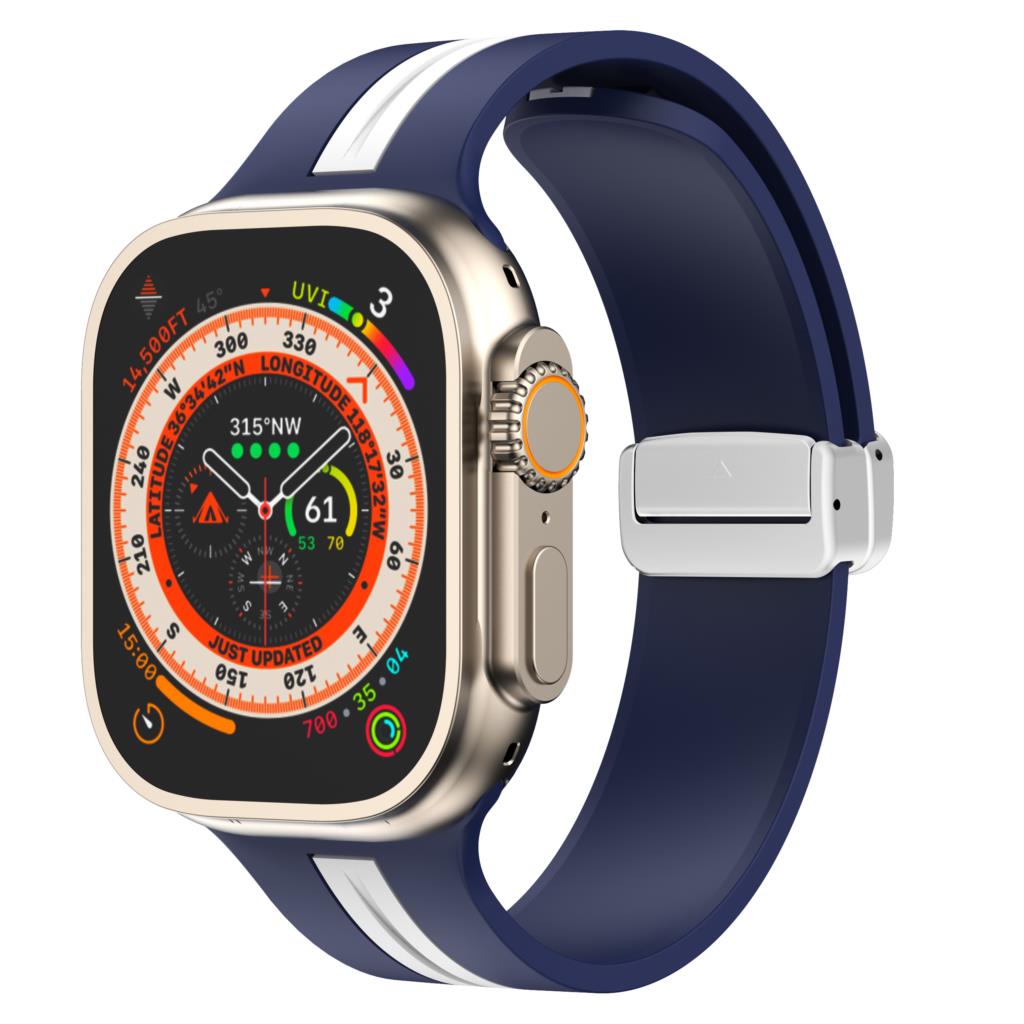Магнитная застежка Ремешок Для Apple Watch Ultra 2 ремешок 49мм 44мм 40мм 45мм 41мм 38мм Силиконовый Браслет iWatch серия 7 3 6 5 se 8 9