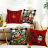 New Red Stripe Holiday Decoration Family Bell Snowman Christmas Sofa Cushion Cover Decorative Cushion