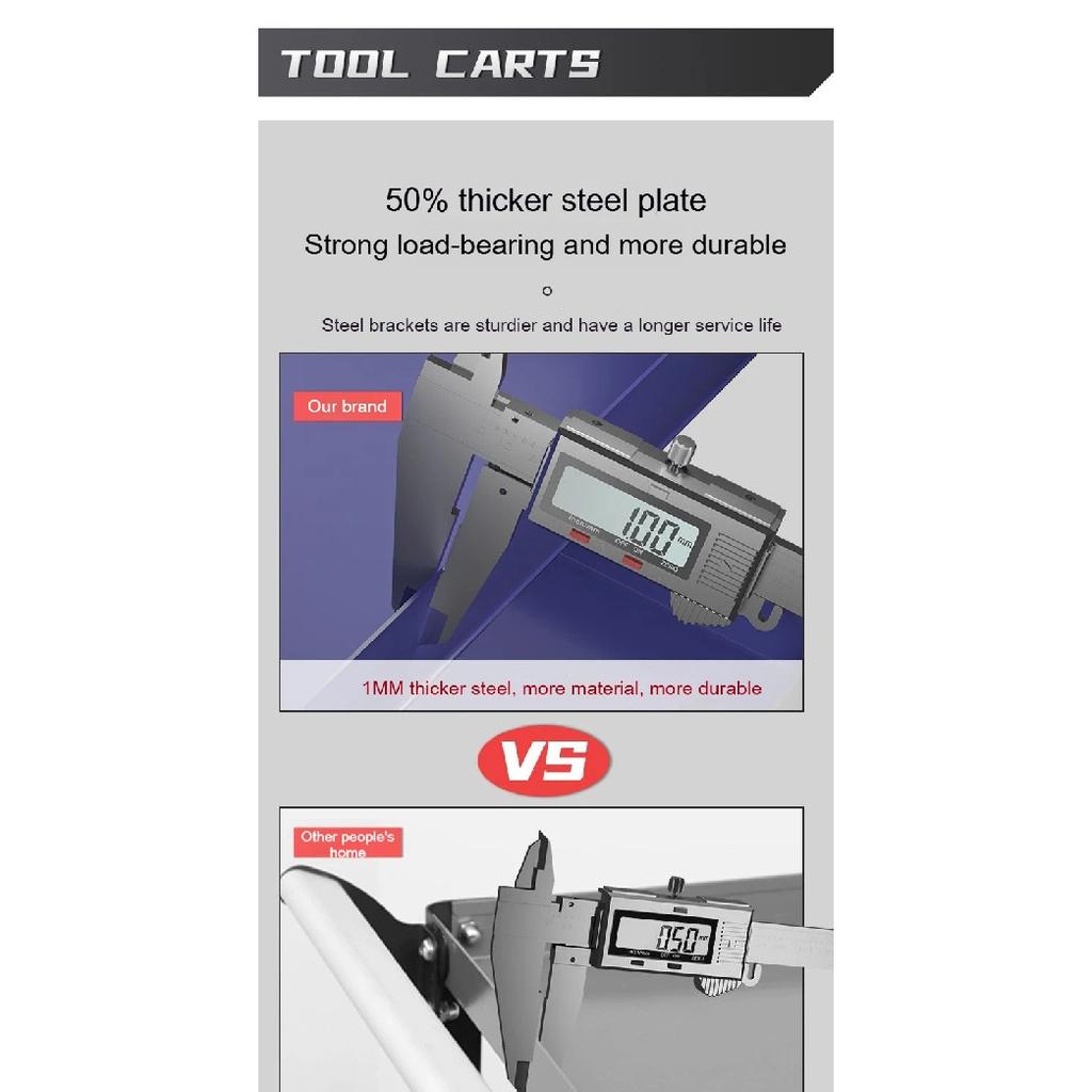 Mechanical Workshop ToolsCart Tool Trolley With Brake Wheels Toolbox Cabinet Organizer Holder Garage Workbench Racks