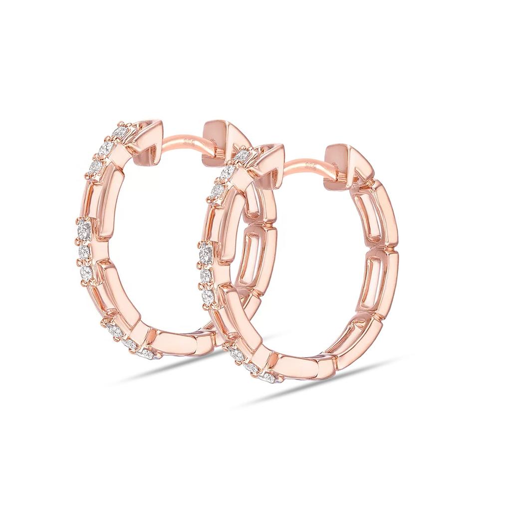 925 Sterling Silver Small Rose Gold-Plated Zirconia Huggie Hoop Earrings for Women Teen