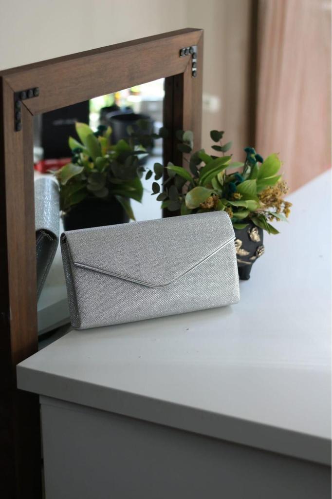 Women's Stylish and Useful Evening Dress Bag Women's Silver Ribbed Evening Dress Shoulder Bag