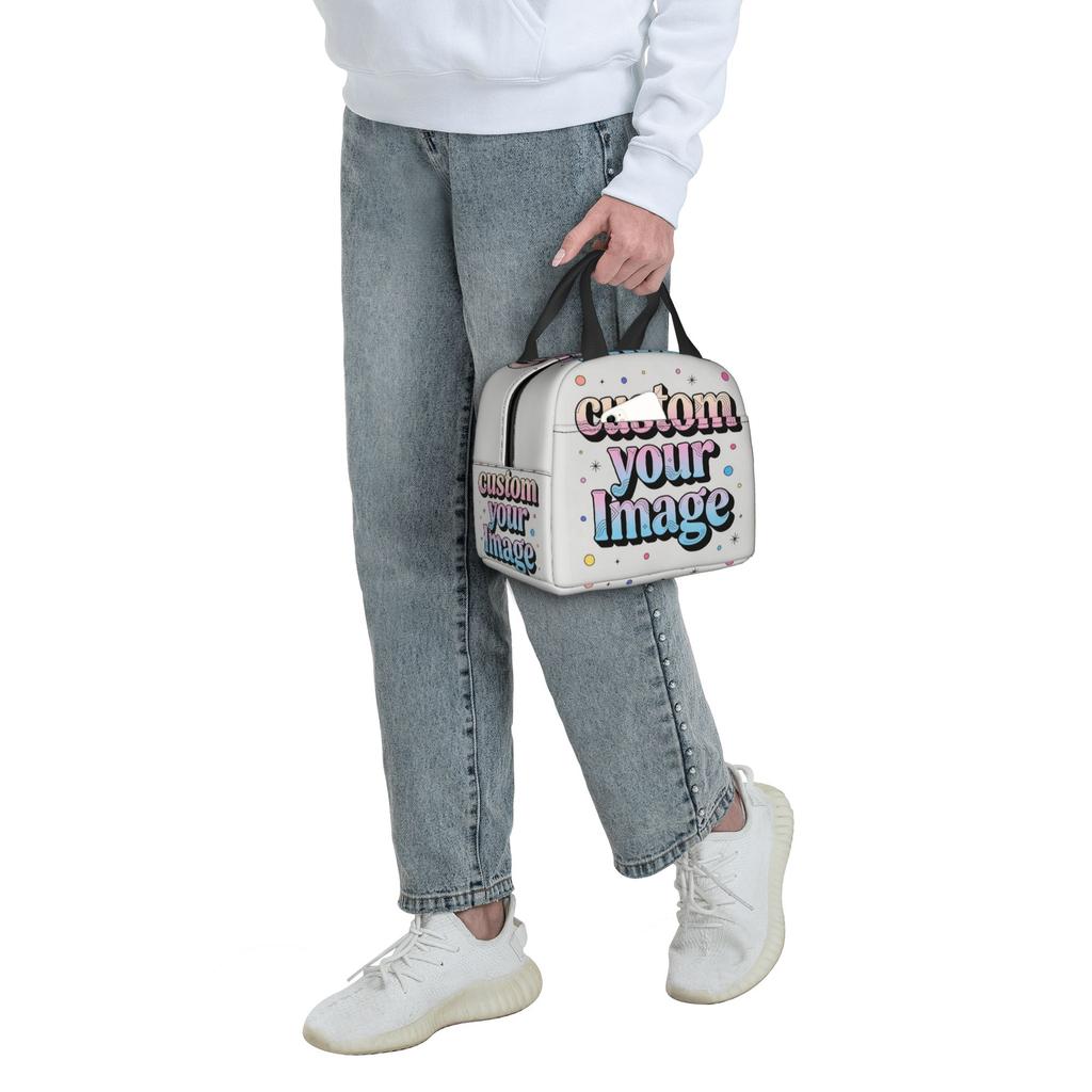 Custom Custom Your Photo Logo Text Lunch Bag Women Warm Cooler Insulated Lunch Boxes for School