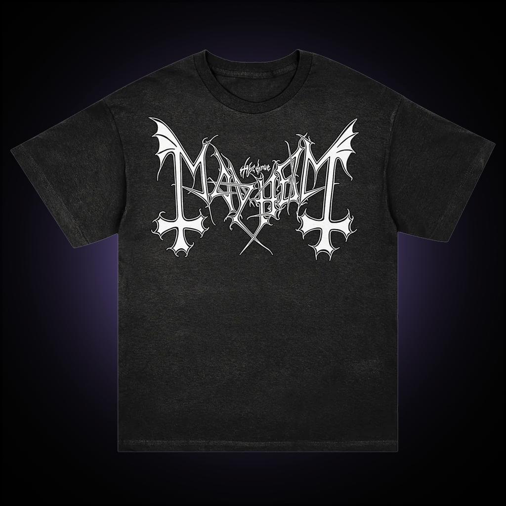 Mayhem Блэк-метал Группа Футболка Мужская Повседневная Хлопковая Футболка Винтажная Мода Круглый вырез Короткий удобный