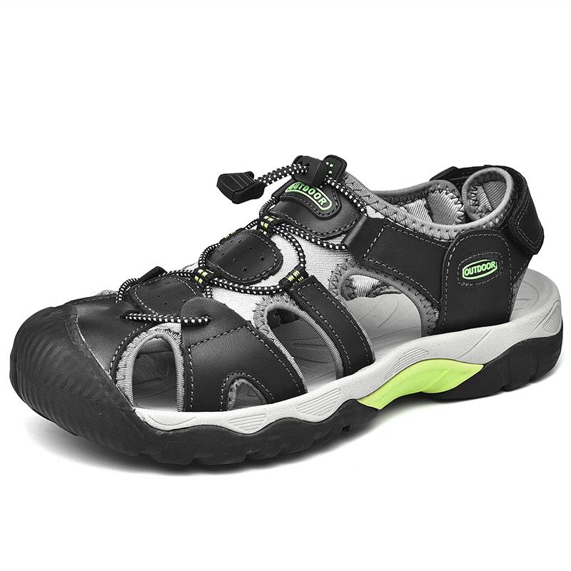 Летние новые мужские сандалии для отдыха на открытом воздухе, нескользящая мужская обувь, повседневная кожаная мужская пляжная обувь из коровьей кожи для мужчин, дышащие удобные сандалии