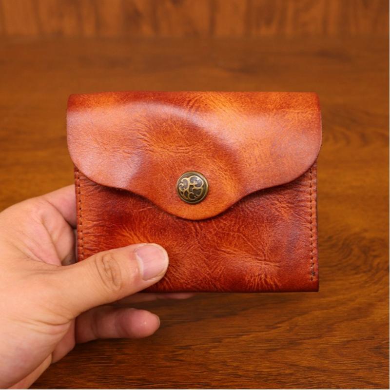 Distressed Leather Business Card Holder, Credit Cards Wallet for Men Slim Compact Vintage Card Holder Minimalist Card Organizer