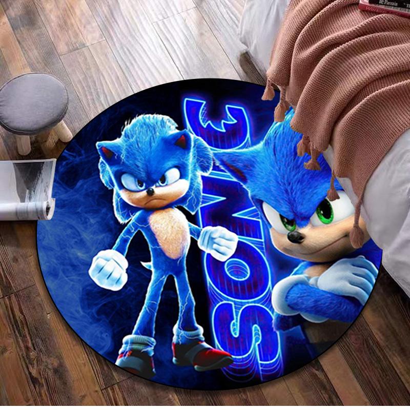 Sonic The Hedgehog Circular Rug - Office Decorative Carpet For Living Room Bedroom Door Mat Floor Rug Computer Chair Area Rug