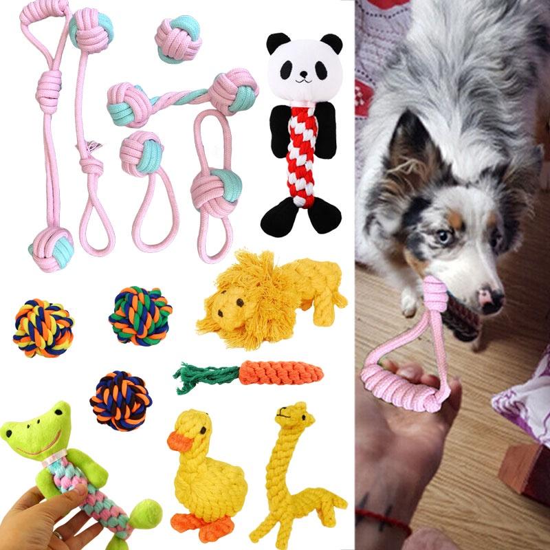 6x Набор игрушек из веревки для собак Прочные и долговечные жевательные игрушки с узлами Мяч для питомца Щенка Медведь Хлопковая игрушка Оптом