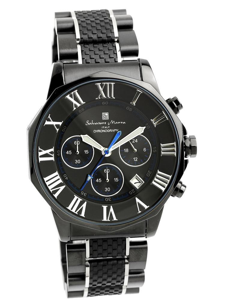 Watch Chronograph Water Resistant To 10 ATM Business Formal Italian Brand Limited Model SM15104 X [Salvatore Mara] Men's (Black Blue) [Item]