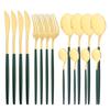 16pcs Upscale Black Gold Complete Dinnerware Set Stainless Steel Tableware Set Knife Fork Coffee Spoon Flatware Set Cutlery Set
