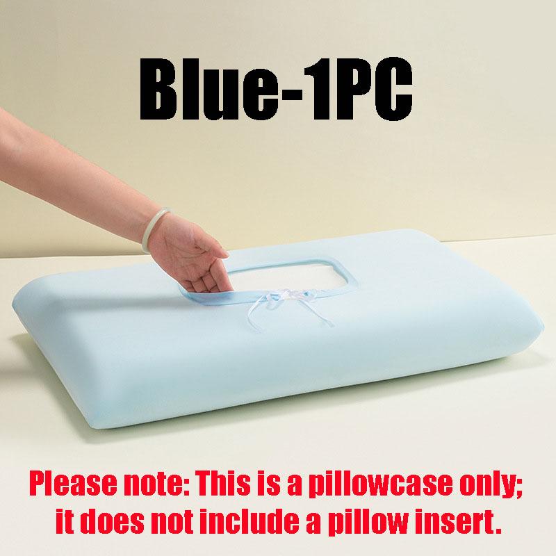 Cooling Pillow Case Summer, Ice Silk Breathable Soft Cover, Open Elastic Edge Wrap, Smooth Cool Feel for Night Sleep