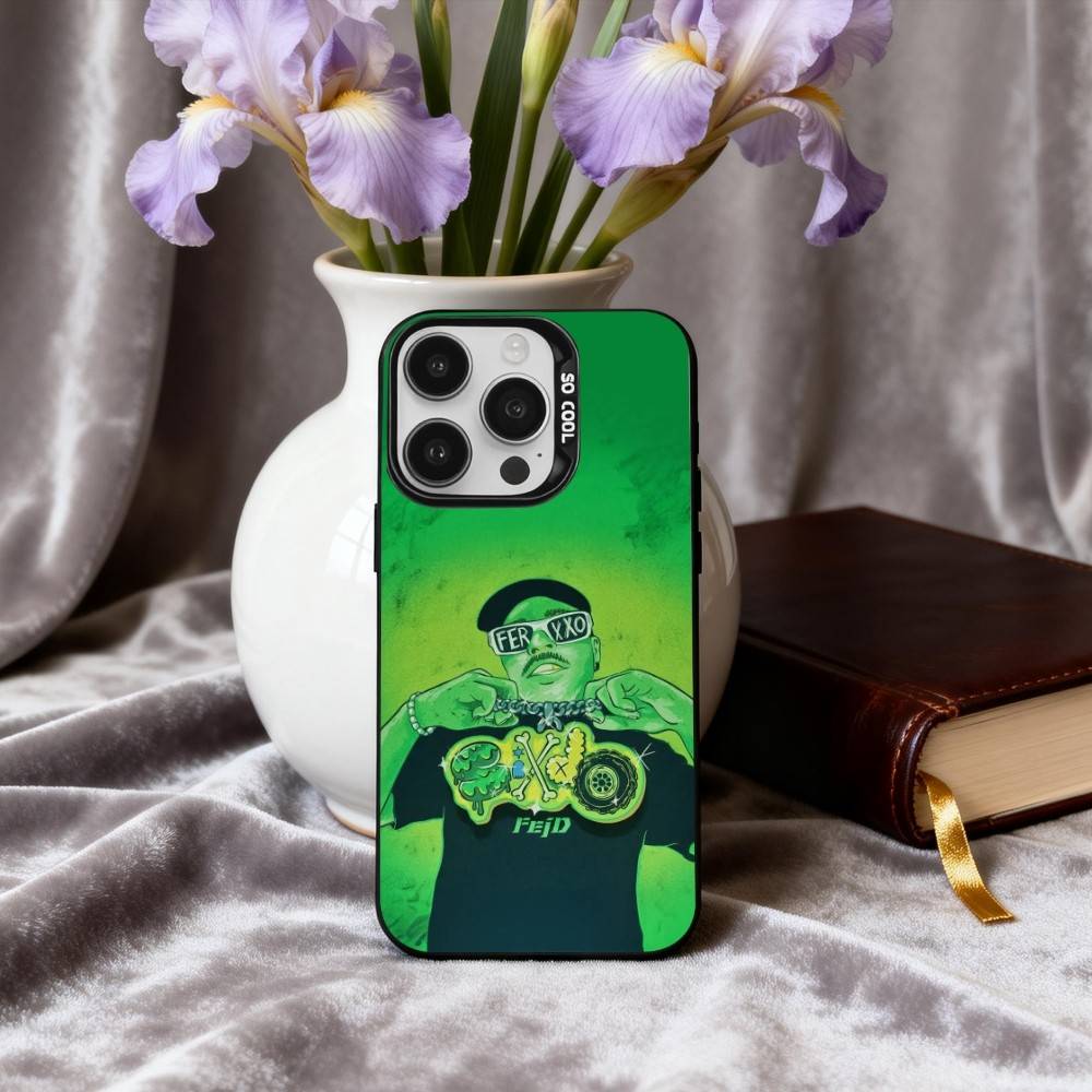 F-Feid-D F-Ferxxo S-SIXDO S-Singer Phone Case For iPhone17,16,15,14,13,12,11 Plus,Pro Max Black Candy silver phone case