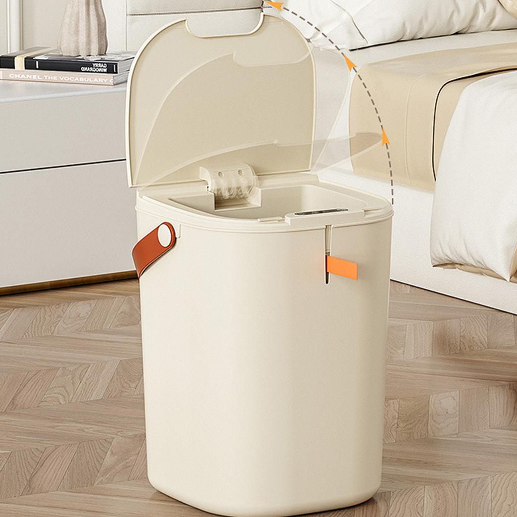 20 л сенсорное мусорное ведро с ручкой АБС автоматическое индукционное бесконтактное мусорное ведро для ванной комнаты кремового цвета