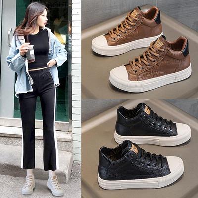 Женские высокие кроссовки на шнуровке в стиле ретро 2023 года — натуральная кожа, мягкая подошва, большой размер, белые с цветными акцентами