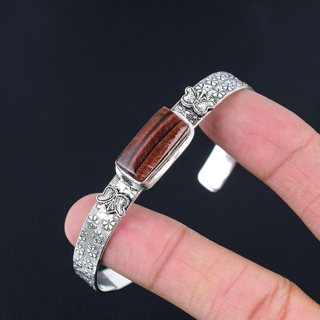 Распродажа ко Дню дочерей Камень Тигровый глаз Ручная работа Новый браслет Стерлинговое серебро