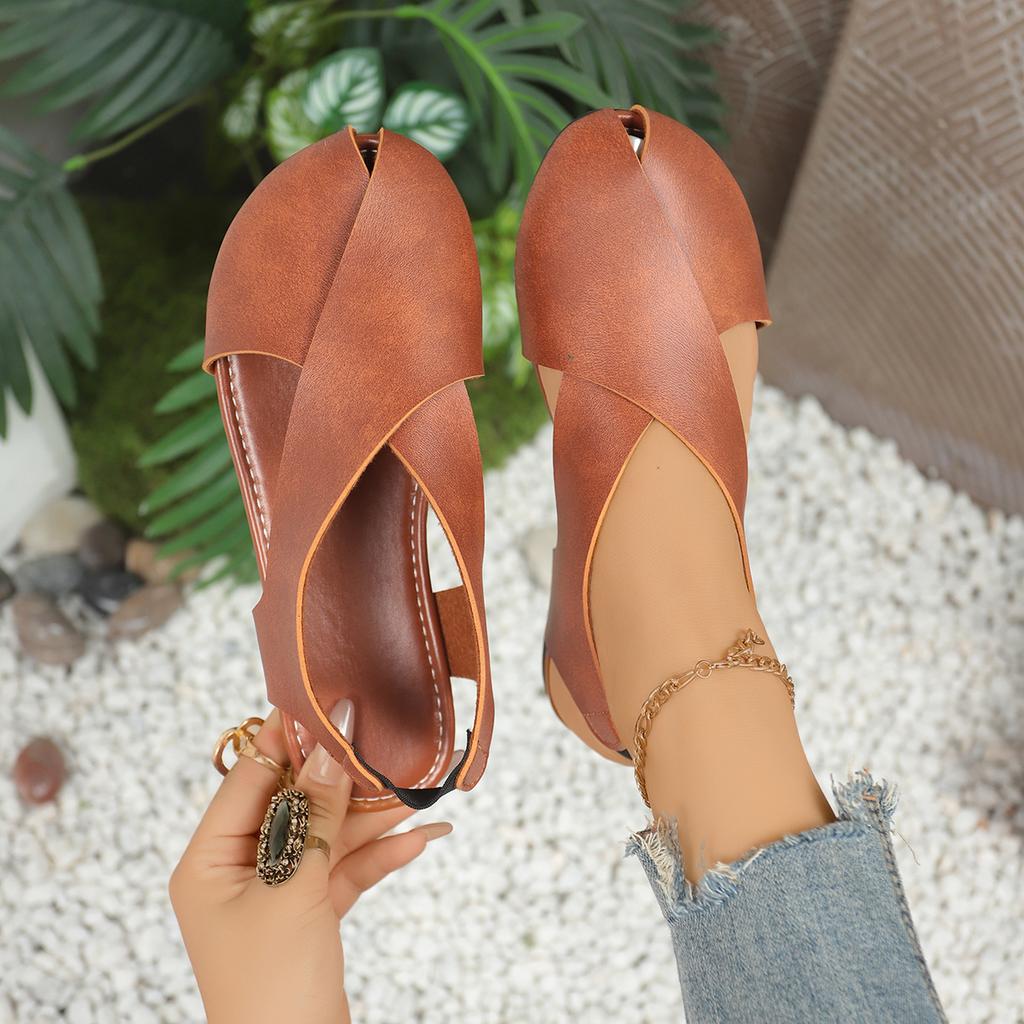 Модные ретро женские сандалии Мягкая подошва Повседневные Девушка Уродливые Милые Туфли Лето Новые Сандалии на плоском каблуке с открытым носком Минималистичные Римские туфли для женщин