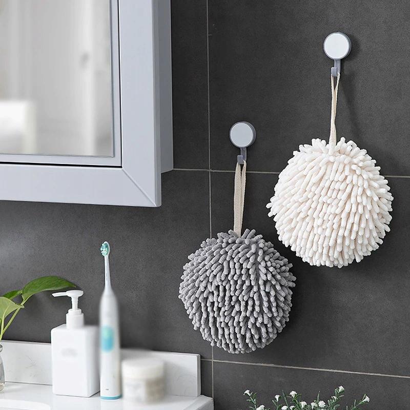 Towel Kitchen Bathroom Cloth On A String Grey Ball Hook