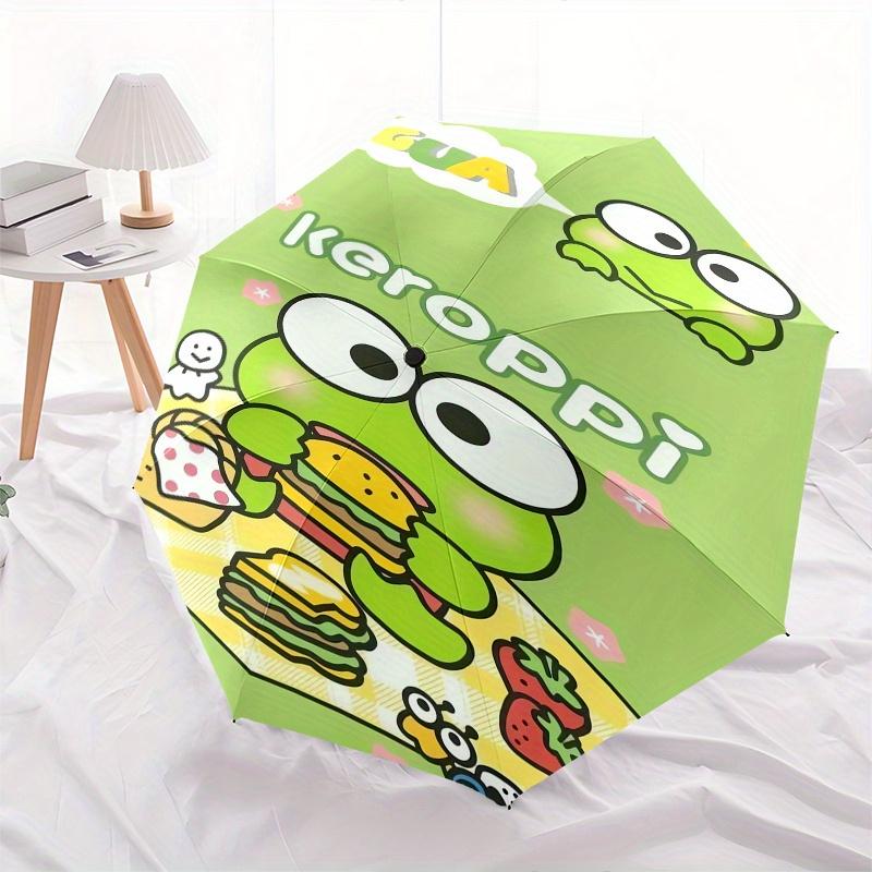 Keroppi,Picnic Automatic Folding Umbrella-Simple 8-Rib Design, Bright Cartoon Pattern, Durable Iron Frame, Suitable For Travel, Outdoor, Bea