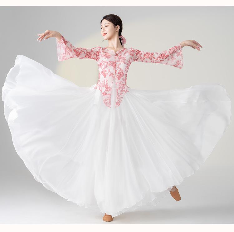 Женский этнический танцевальный топ из марли для экзаменов по искусству 2025 года — сказочный струящийся костюм.