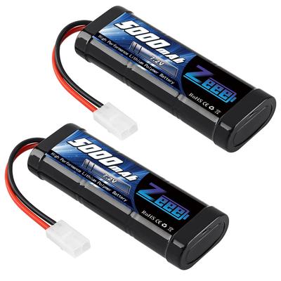 Zeee 7.2V 5000mAh NiMH Аккумулятор с разъемом TAMIYA, 2 штуки, Высокая емкость, для радиоуправляемых машин, радиоуправляемых лодок, гоночных машин и многого другого