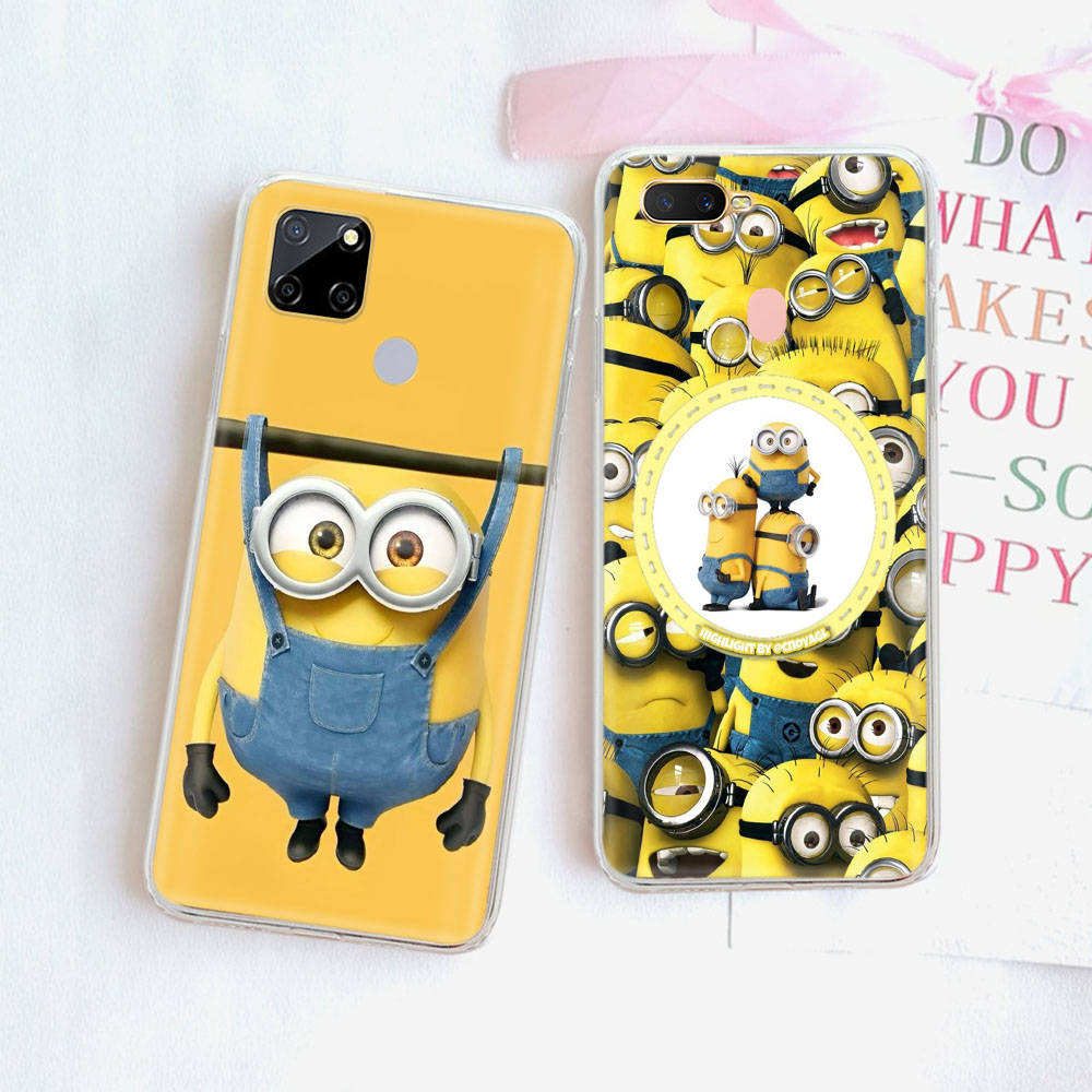 Прозрачный чехол для Samsung A04 A14 A23 A34 A54 M23 M33 M52 M53 Realme Narzo 50 50I 50a Prime C35 C55 C30S 10 9 Pro M-76 Милые миньоны