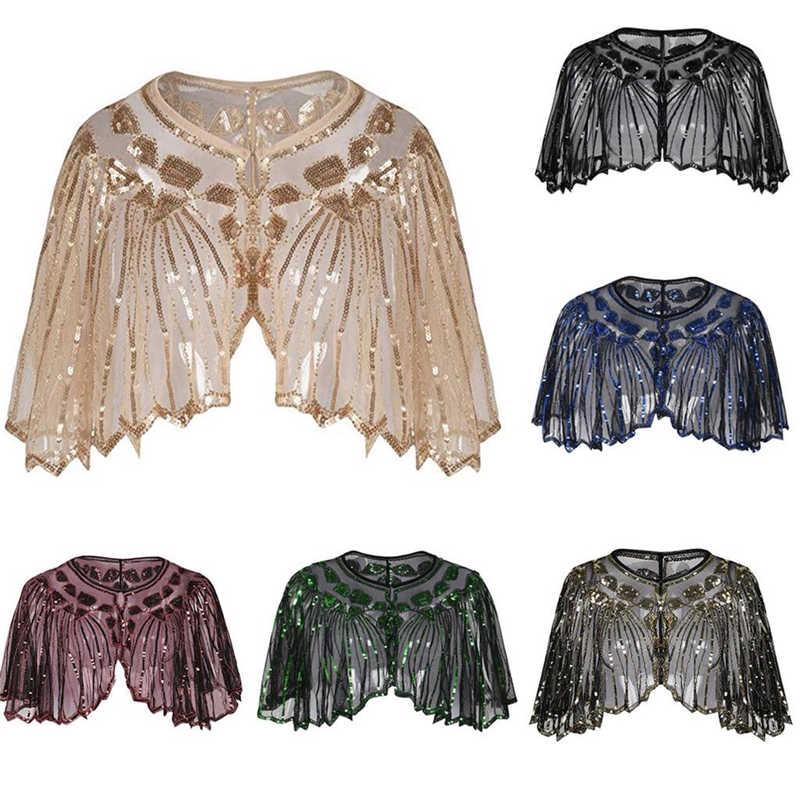 Wedding Dress Shawls Shawl Beaded Sequin Deco Evening Cape Flapper Cover Up Poncho