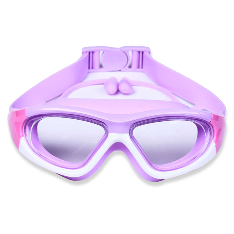 Kids Swimming Goggles Children 3-14Y Wide Vision Anti-Fog Anti-UV Pool Glasses With Ear Plugs Outdoor Sports Diving Eyewear