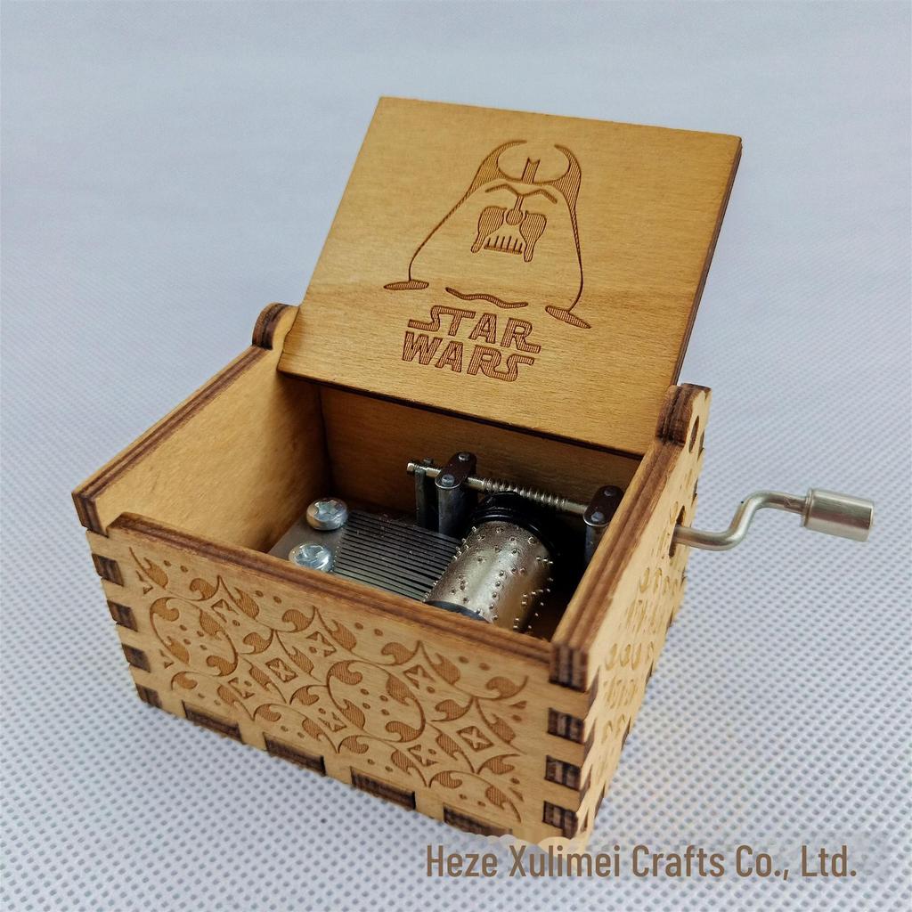 Hand-Cranked Wooden Music Box Festival Gift for Friends